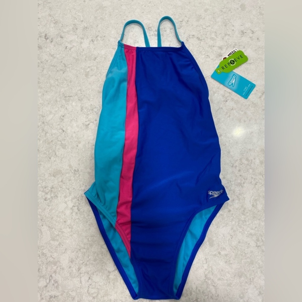 Speedo women's bathing suit, chronos blue size 34 NWT